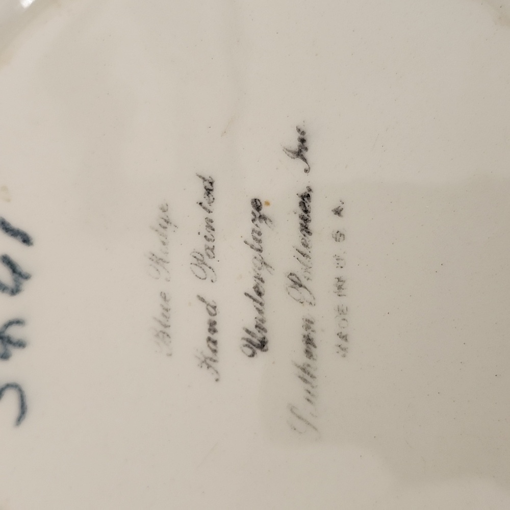VTG Bowl BLUE RIDGE POTTERY Fruit Design Ceramic Green Trim. Hand Painted - Picture 3 of 4